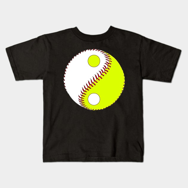Yin Yang Baseball Softball Kids T-Shirt by LPdesigns